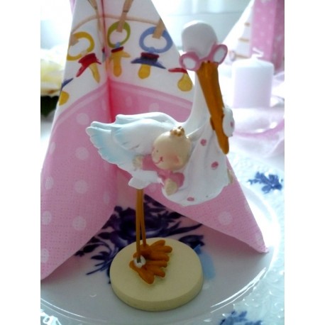 Storch mit Baby Dekofigur / Tortenaufsatz
